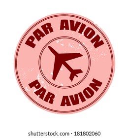 par avion grunge stamp with on vector illustration