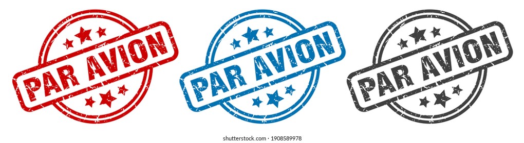 par avion rund grunge Vintage Schild. Par-Avion-Stempel