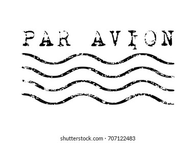 Par avion weathered rubber stamp vector