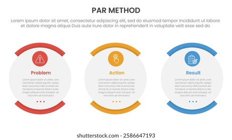 PAR method infographic 3 point with shape egg round box for slide presentation vector