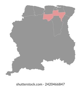 Para District map, administrative division of Suriname. Vector illustration.