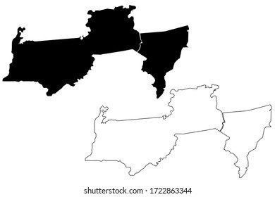 Para District (Surinam, Republic of Suriname) map vector illustration, scribble sketch Para map