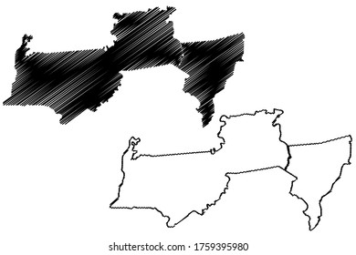 Para District (Surinam, Republic of Suriname) map vector illustration, scribble sketch Para map