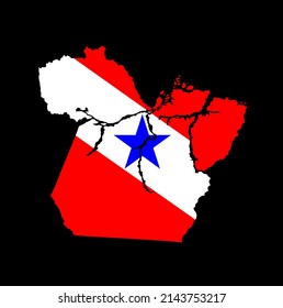 Para map flag vector silhouette illustration isolated on black background. Brazil state Para map symbol. South America territory.