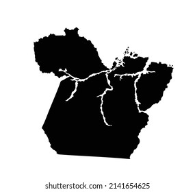 Para map vector silhouette illustration isolated on white background. Brazil state Para map symbol. South America territory.