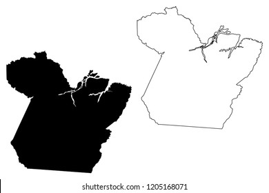 Para (Region of Brazil, Federated state, Federative Republic of Brazil) map vector illustration, scribble sketch Pará map