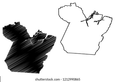 Para (Region of Brazil, Federated state, Federative Republic of Brazil) map vector illustration, scribble sketch Pará map