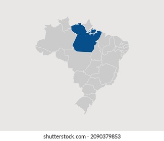 Para Region Highlighted on Brazil Map Eps 10