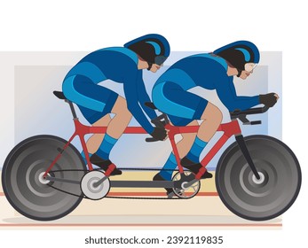 para sports cycling in tandem, female cyclist who is visually impaired including sighted rider, with track background