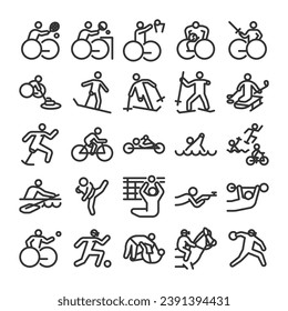 Para Sports Disabled Sports Icon Set