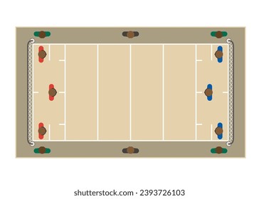 para sports goalball court for the visually impaired with marked positions, isolated on a white background