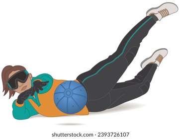 para sports goalball defence female athlete who is visually impaired, stopping ball isolated on a white background