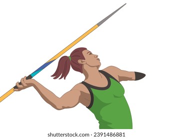 para sports javelin throw, female athlete with a physical disability, track and field, isolated on a white background