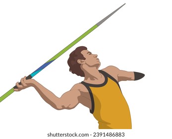 para sports javelin throw, male athlete with a physical disability, track and field, isolated on a white background