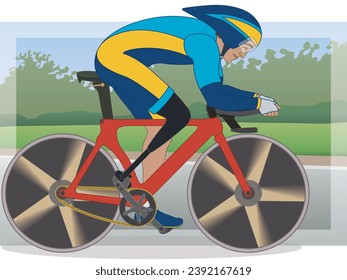 para sports race cycling, cyclist male athlete with a physical disability, two-wheeler on road with outdoor background