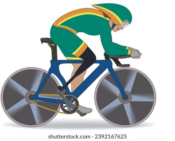 para sports race cycling, cyclist female athlete with a physical disability, two-wheeler isolated on a white background