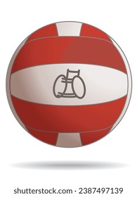 para sports rugby ball for athlete with a physical disability red and white with wheelchair symbol isolated on a white background
