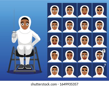 Para-Athlete Wheelchair Fencing Cartoon Character Vector Illustration-01