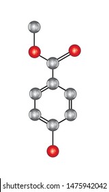 Paraben 3d molecule vector chemical formula. Organic ingredient label, cosmetic bio sticker, eco herbal emblem. Health safe product with no paraben.