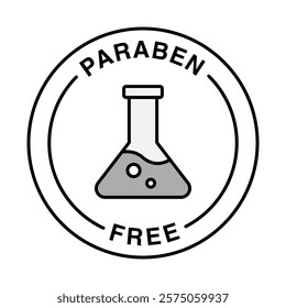 Paraben Free. Eco-Friendly, Safe Ingredients, Natural Product Badge. Vector Editable Stroke Icon.