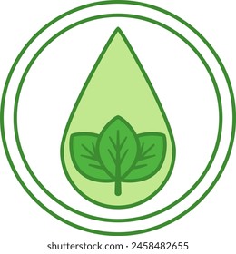 Paraben Free Green Icon. Vector Icon of Leaves in Drop. Product Safe for Skin and Health. Tag, Label for Natural and Organic Cosmetics