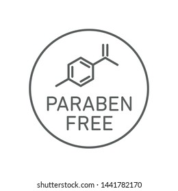 Paraben free icon cosmetic vector label. Vector logo skincare  health safe product with no paraben.