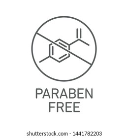 Paraben free icon cosmetic vector label. Vector logo skincare  health safe product with no paraben.