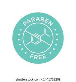 Paraben free icon cosmetic vector label. Vector logo skincare  health safe product with no paraben.