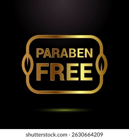 Paraben free icon design illustration in gold color style, suitable for product label sign 