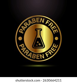 Paraben free icon design illustration in gold color style, suitable for product label sign 