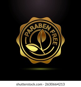 Paraben free icon design illustration in gold color style, suitable for product label sign 