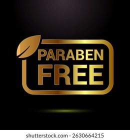 Paraben free icon design illustration in gold color style, suitable for product label sign 