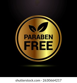 Paraben free icon design illustration in gold color style, suitable for product label sign 