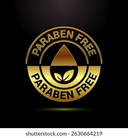 Paraben free icon design illustration in gold color style, suitable for product label sign 