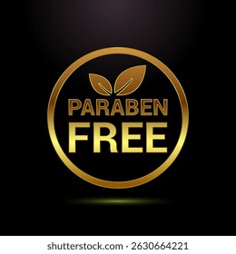 Paraben free icon design illustration in gold color style, suitable for product label sign 
