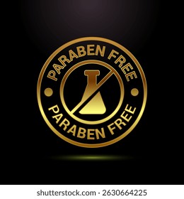 Paraben free icon design illustration in gold color style, suitable for product label sign 