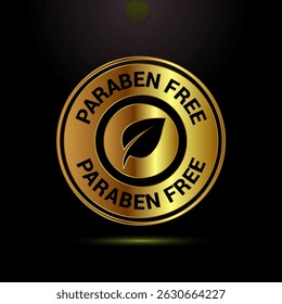 Paraben free icon design illustration in gold color style, suitable for product label sign 