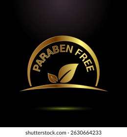 Paraben free icon design illustration in gold color style, suitable for product label sign 