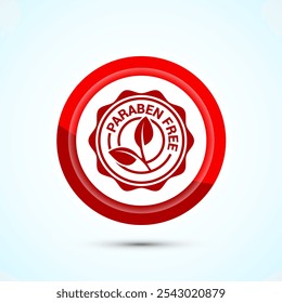 Paraben free icon design, suitable for product label. Red Color Button Design