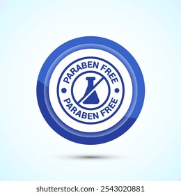 Paraben free icon design, suitable for product label. Blue Color Button Design