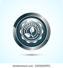 Paraben free icon design, suitable for product label. Gray Color Round Button Design