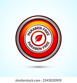 Paraben free icon design, suitable for product label. Orange Color Round Button Design