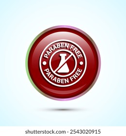 Paraben free icon design, suitable for product label. Red Color Round Button Design