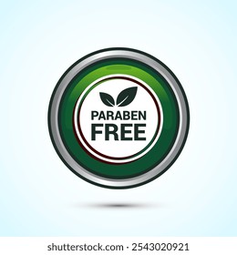 Paraben free icon design, suitable for product label. Green Color Round Button Design