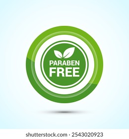 Paraben free icon design, suitable for product label. Green Color Button Design