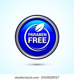 Paraben free icon design, suitable for product label. Blue Color Round Button Design