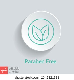 Paraben free icon. Simple outline icon. Product label, green leaf, dermatology, shampoo, health cosmetic concept. Thin line vector illustration isolated. Editable stroke EPS 10.