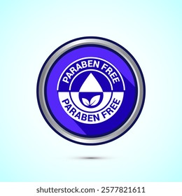 Paraben free icon, suitable for product label. Blue shadow button design