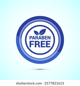 Paraben free icon, suitable for product label. Blue color button design