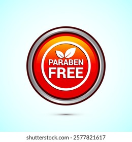 Paraben free icon, suitable for product label. Orange color round button design